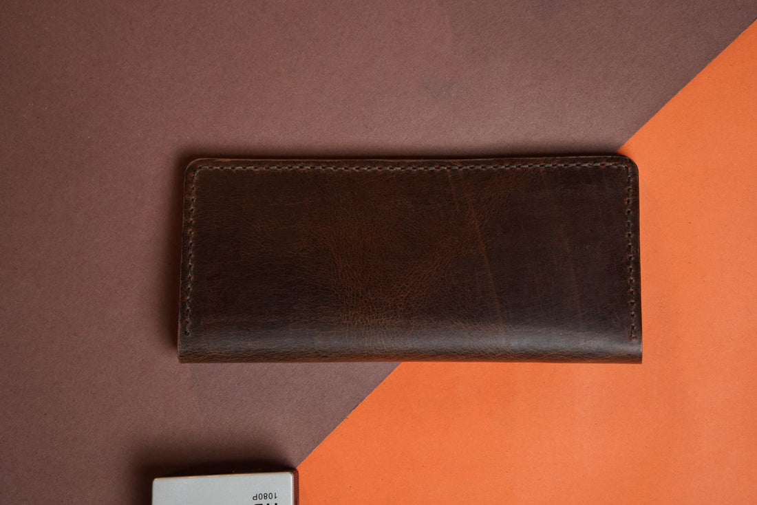 Handmade Long Wallet with 8 Card Slots &amp; Dual Cash Compartments