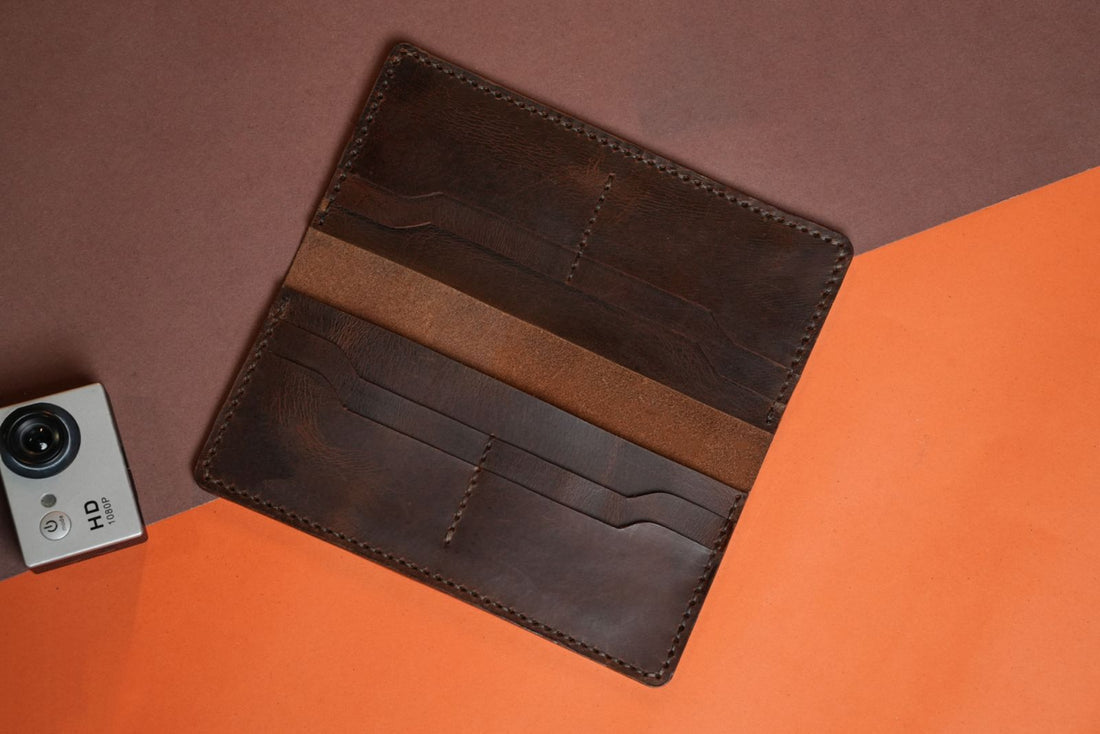 Handmade Long Wallet with 8 Card Slots &amp; Dual Cash Compartments