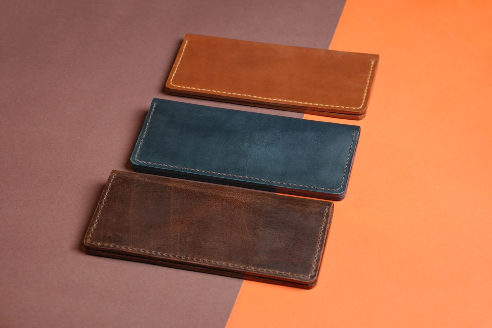 Handmade Long Wallet with 8 Card Slots &amp; Dual Cash Compartments