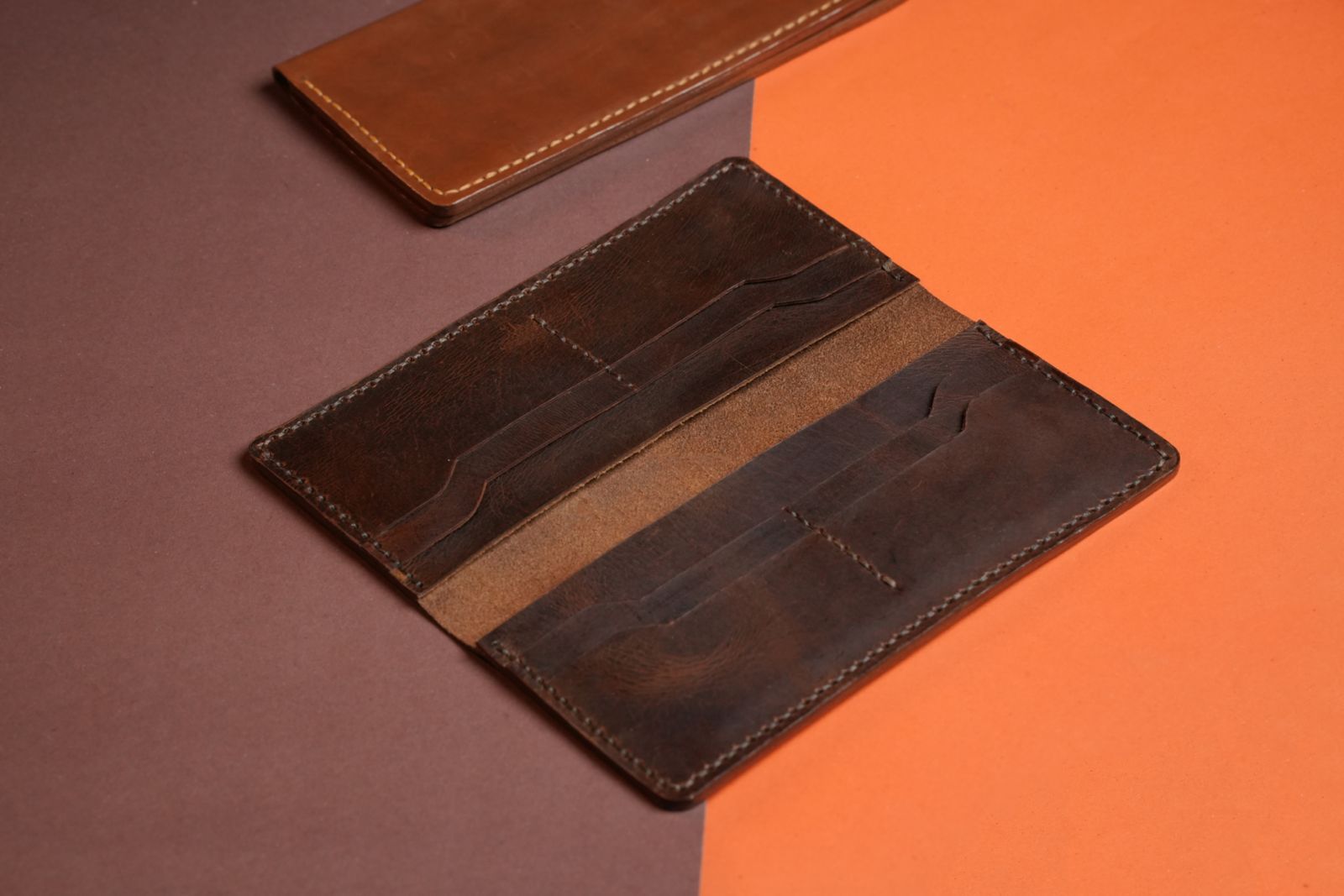 Handmade Long Wallet with 8 Card Slots &amp; Dual Cash Compartments